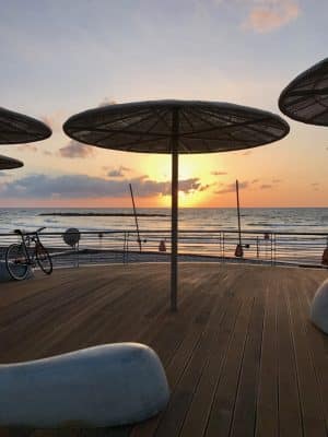 Frishman Beach, Gordo Beach, Hilton Beach, as praias de Tel-Aviv, Israel.