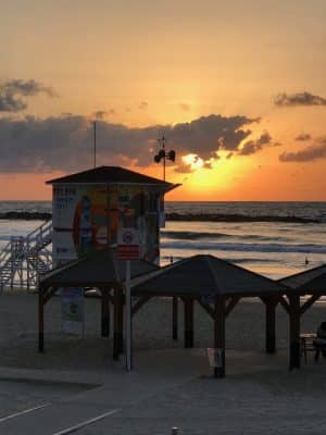 Frishman Beach, Gordo Beach, Hilton Beach, as praias de Tel-Aviv, Israel.