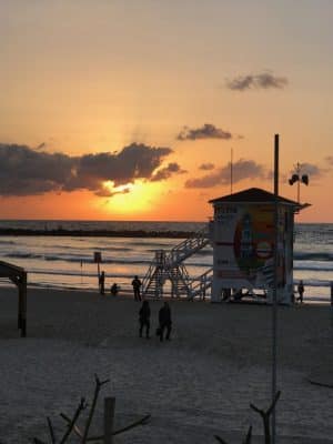 Frishman Beach, Gordo Beach, Hilton Beach, as praias de Tel-Aviv, Israel.